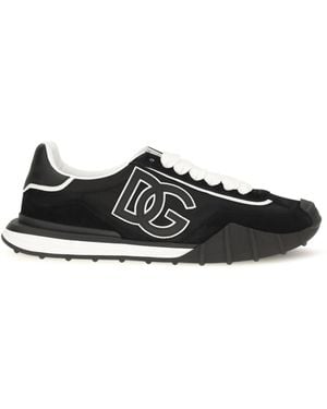 Dolce & Gabbana Dg Logo Leather Trainers - Black