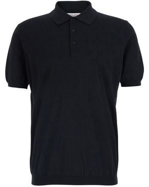 Kangra Polo Shirt With Classic Collar And Ribbed Finishes - Black