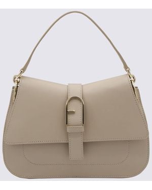 Furla Cream Leather Flow Bag - Natural