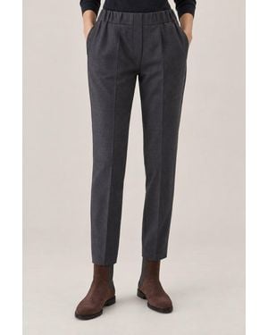 Brunello Cucinelli Dark Wool Blend Straight Trousers - Blue