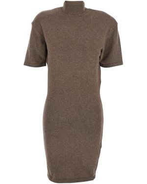 Jacquemus La Robe Maille Castagna Dress With High Ribbed Neck - Brown
