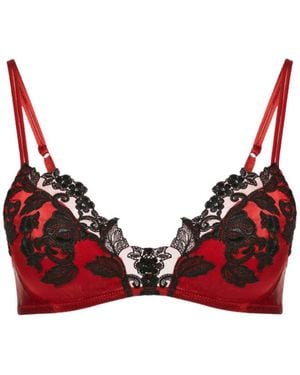 La Perla Silk Triangle Bra With Frastaglio Plm005158, Clothing - Red