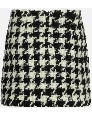 MC2 Saint Barth Girl Fringed Woolly Skirt With Pied De Poule Print - Black