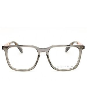 Philipp Plein Eyeglasses Square Full Rim, Shiny Transparent Frame And Clear Demo Lenses Lens Vpp058M09Mb - Brown