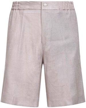 Etro Stretch Linen Blend Bermuda Shorts - Gray