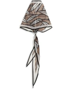 Brunello Cucinelli Bandeau Silk Tropical Print Hat - White