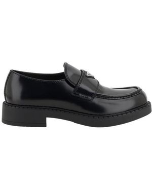 Prada Black Calf Leather Bos Taurus Platform Loafers