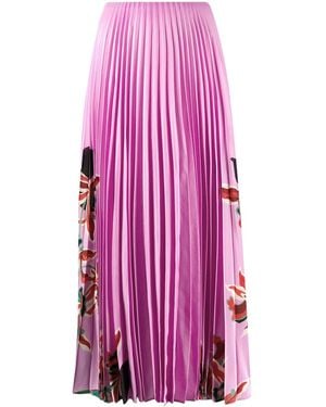 Valentino Floral Print Pleated Skirt - Pink