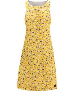 Miu Miu Bicolour Cotton Casual Dress - Yellow
