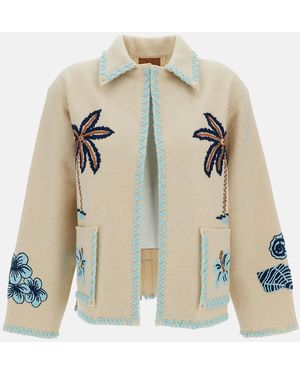 Alanui Cream Remember Me Embroidered Wool Jacket - Natural