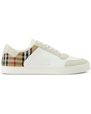 Burberry Check Motif Leather Sneakers - White