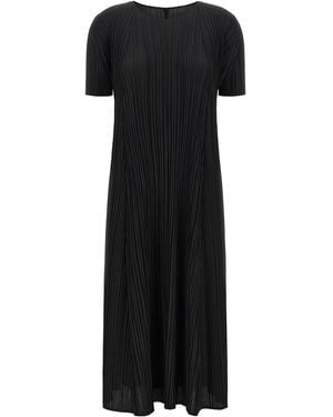 Pleats Please Issey Miyake Polyester Midi Dress - Black