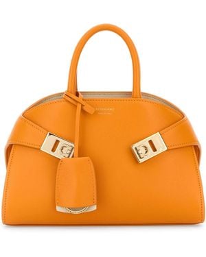 Ferragamo Leather Mini Hug Handbag - Orange