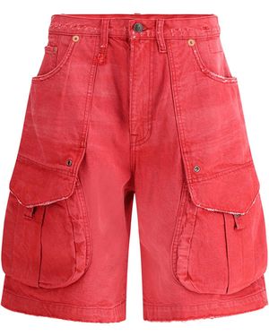 R13 Bermuda Cargo Shorts - Red