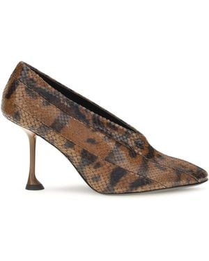 Proenza Schouler Tee Pieced Python-Print Court Shoes - Brown