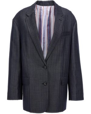 Etro Oversized Buttoned Outer Jacket - Blue