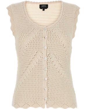 A.P.C. Ivory Crochet Palmyre Vest - Natural