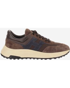 Hogan Sneakers Hyperlight Leather And Mesh Sneakers - Brown