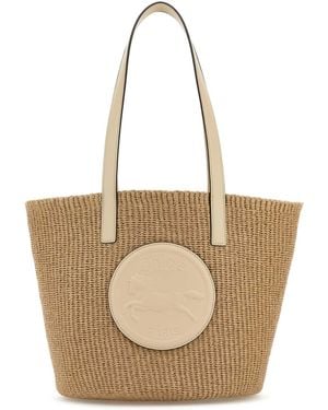 Chloé Raffia Large Horse Medal Bucket Bag - Natural
