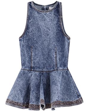 Alaïa Peplum Denim Top - Blue