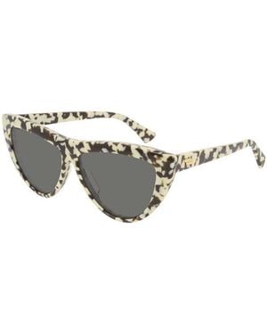 Bottega Veneta Sunglasses Cat Eye Full Rim, Ivory Havana Frame And Lens Bv1018S006 - Metallic