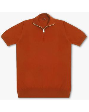 Larusmiani Paul T-Shirt With Zip Jumper - Orange