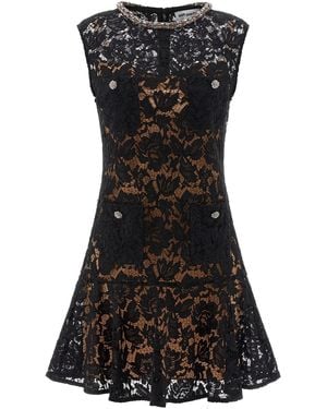 Self-Portrait Lace Crystal Dress - Black