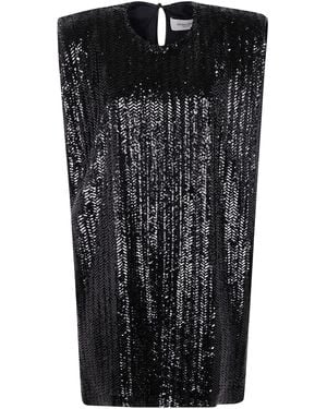 Golden Goose Journey W`S Sleeveless Tee Dress With Shoulderpads Full Paillettes - Black