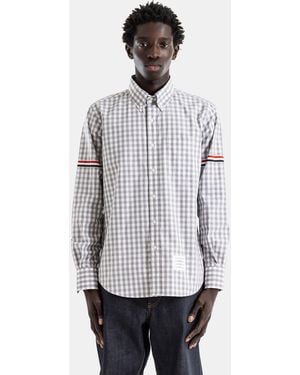 Thom Browne Shirt Poplin Gingham Tricolour Grosgrain Armband Sleeve - Grey
