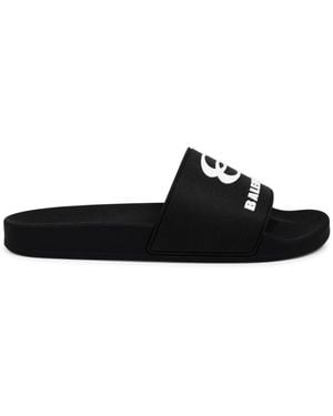 Balenciaga Slip-On Sandals With Logo Polyurethane - Black