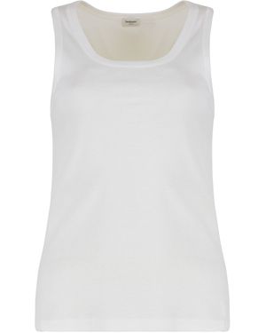 Saint Laurent Ribbed Cotton Tank Top Vests & Tops - White