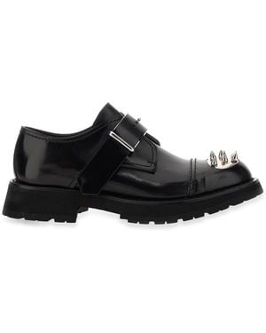 McQueen Studded Derby Dress Shoes Loafer With Rubber Sole - Black