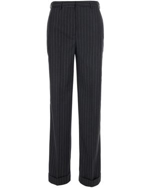 Semicouture Trousers Lola Wool-Blend Trousers - Blue