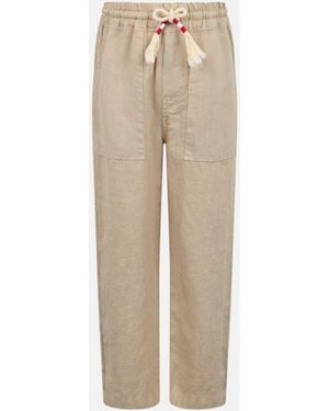 MC2 Saint Barth Boy Linen Calais Jr Trousers With Drawstring - Natural