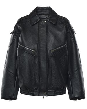 Frankie Shop Biker Jacket Hudson Faux Leather - Black