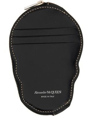 McQueen Skull Card Holder Calf Skin Wallets & Purses - Black