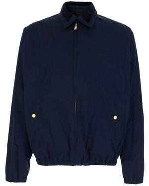 Drole de Monsieur Jacket Le Blouson Drôle With Classic Ribbed Collar And Tone-On-Tone Logo Embroidery - Blue