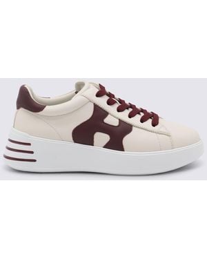 Hogan And Bordeaux Leather Trainers - Multicolour
