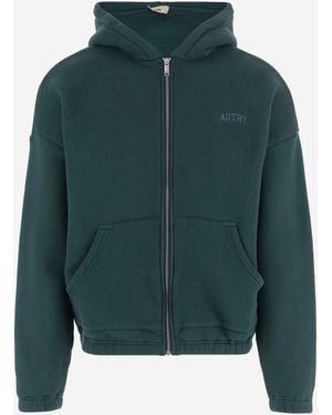 Autry Cotton Zip-Up Hoodie Sweatshirts - Green