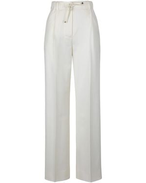 Moncler Wool Gabardine Tailored Trousers - White