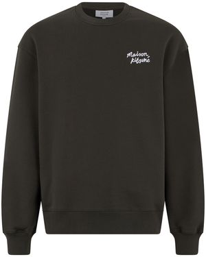 Maison Kitsuné Crew Neck Jumper Cotton Sweatshirts - Black