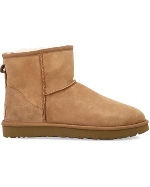 UGG Classic Mini Ii Suede Boots With Shearling Lining Upper - Brown
