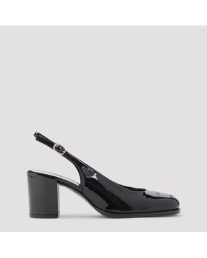 Celine Perforated Triomphe Slingback - Black