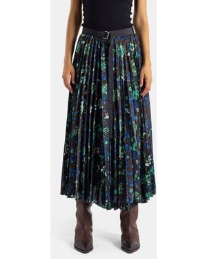 Sacai Jupe Mi-Longue Floral Print Skirt Marron - Black