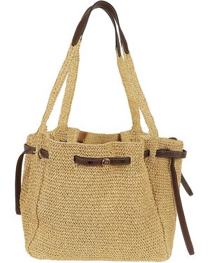 Tory Burch Romy Straw Tote Borsa - Metallic