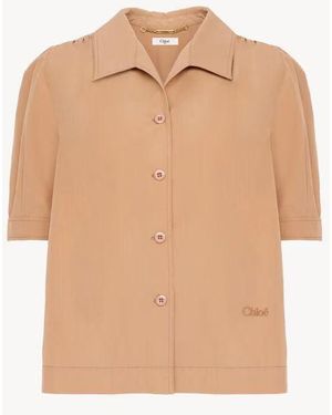 Chloé Chloé Collared Short-Sleeve Polo - Natural