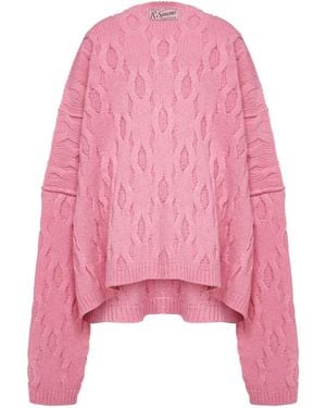 Raf Simons Oversized Cable-knit Mohair Sweater - Pink