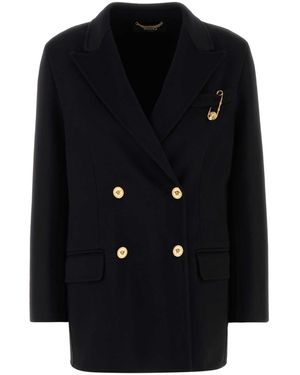 Versace Black Cashmere And Wool Coat