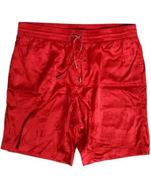 Dolce & Gabbana Nylon Drawstring Beachwear Shorts Swimwear - Red