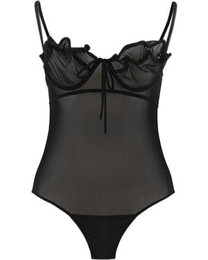 Y. Project Tulle Bodysuit Elastane Tops - Black